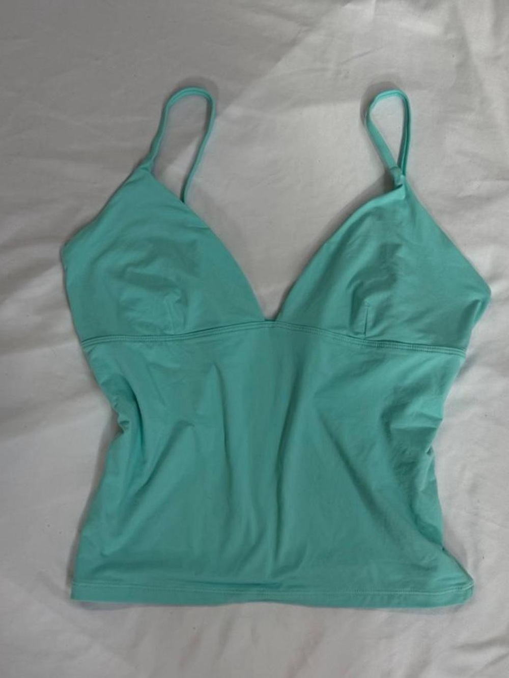 Sleek Aqua Green V-Neck Tank Top with Adjustable Straps